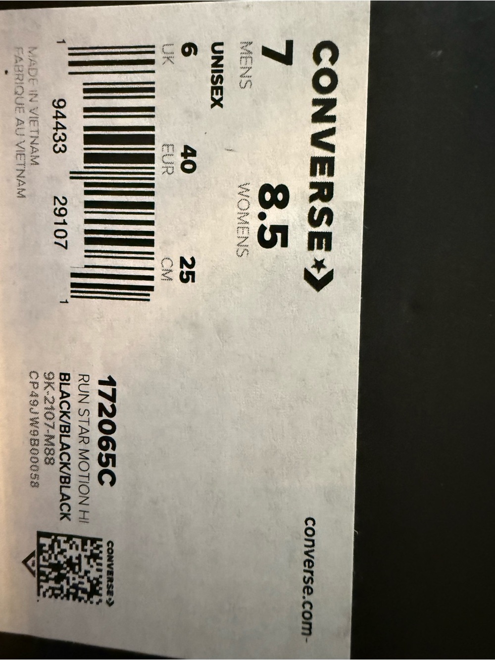 Converse Black Box Label — Run Star Motion HI - Picture 3 of 3